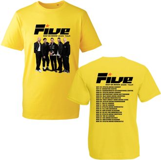 Generic Keep On Moving 2025 Five Band T-Shirt, Funny Retro Pop Concert Tee, Nostalgic Boyband Fan Top, Music Festival Outfit, Novelty Gift Shirt UK (Yellow, 4