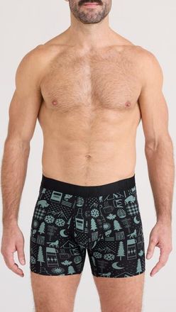 Saxx DropTemp Cooling Cotton Boxer Briefs in Camp Stamps-Black at Nordstrom, Size Xx-Large