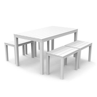 Trade Shop Trade Shop - Copy Of Set Salotto Con Tavolino 2 Poltrone Bianco Effetto Rattan Con Cuscini Giardino 591073