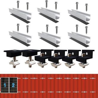 OEM Kit De Montaje Para Techo Met&aacute;lico, Rieles De 12 Cm Y Accesorios, Color Negro, Ajustable, Aluminio, Apto Para Paneles De 30-35 Mm De Espesor