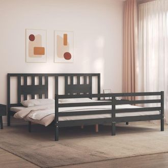 Berkfield Home Bed Frame with Headboard Grey 200x200 cm Solid Wood
