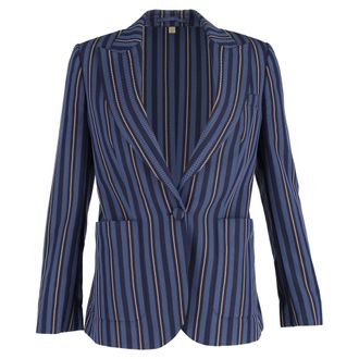 Burberry Burberry Enkelgebreide Blazer met Geweven Strepen in Donkerblauw Wol