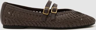 Reiss Chocolate Woven Ballerina-strap Flats, X11