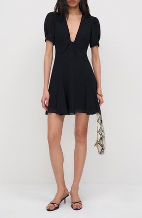 Reformation Akaia Puff Shoulder Minidress in Black at Nordstrom, Size 12
