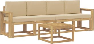 vidaXL Conjunto De Sof&aacute;s De Exterior 5 Uds. Y Beige Vidaxl