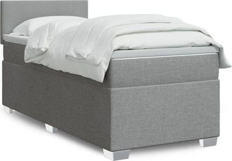 vidaXL Cama Box Spring Con Colch&oacute;n Tela Gris Claro 80x200 Cm Vidaxl