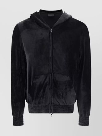 Balenciaga velvet crystal-embellished zip-up hoodie