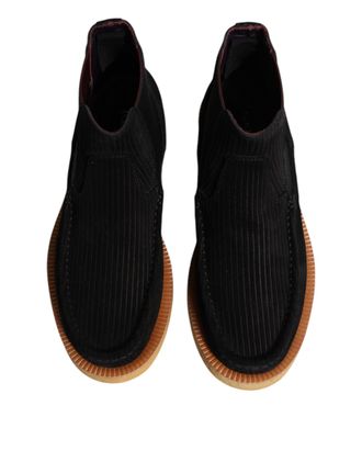Dolce & Gabbana Mens Black Calf Suede Slip On Ankle Boots Shoes Elastane Polyester Calfskin