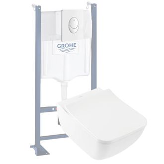 Villeroy & Boch Pack Inodoro Suspendido Sin Cerco Villeroy Et Boch Venticello + Asiento + Placa Blanca + Estructura Grohe