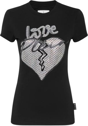 Philipp Plein T-shirt Ronde Hals Pure Fit - Dames - T-shirts - Zwart - L - Katoen - Tops