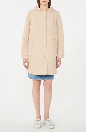 Max Mara Derio Quilted Jacket with Removable Hood in Sand at Nordstrom, Size 10