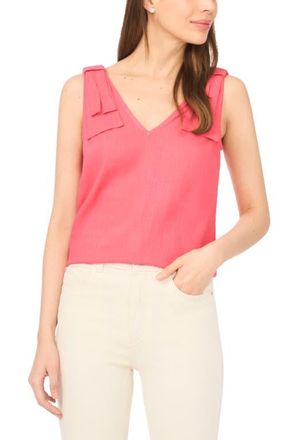 CeCe by Cynthia Steffe Bow Shoulder V-Neck Tank in Claret Red at Nordstrom, Size Xx-Large