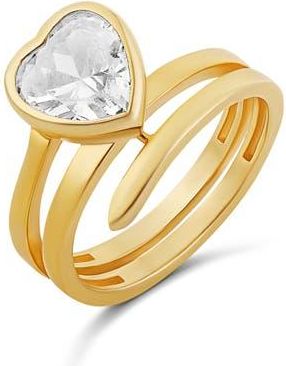 SHYMI Heart Cut Cubic Zirconia Spiral Statement Ring in Gold at Nordstrom, Size 7
