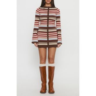 Princess Polly Norelai Stripe Long Sleeve Knit Minidress in Multi Stripe at Nordstrom, Size 12
