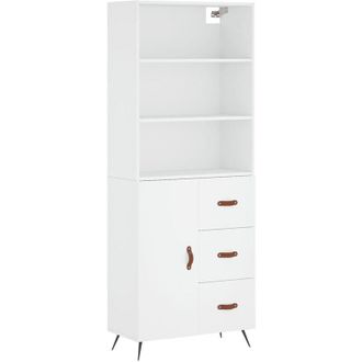vidaXL Vidaxl - Aparador Alto Madera Contrachapada Blanco 69,5x34x180 Cm