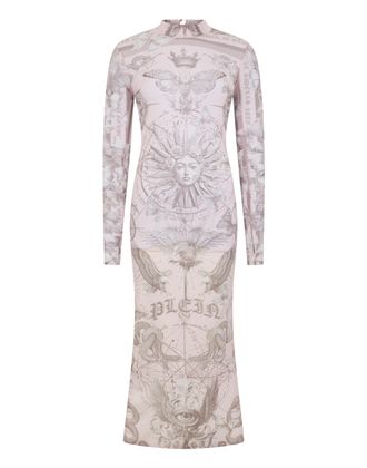 Philipp Plein Tulle Maxi Dress Open Back Butterfly Tattoo