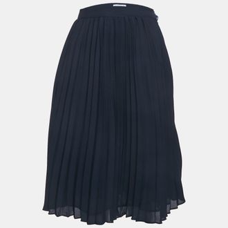 Claudie Pierlot Navy Blue Plisse Midi Skirt