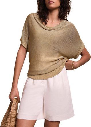 Mint Velvet Metallic Knit Top in Gold at Nordstrom, Size Small