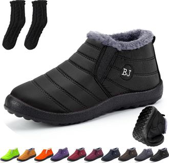 Generic Comfortable Orthopedic Winter Boots, Waterproof Non-Slip and Lightweight Snow Boots with Fur Food for Women Men (Schwarz,12.5)