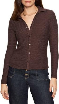 Sanctuary Dreamgirl Textured Knit Button-Up Shirt in Semi Sweet at Nordstrom Rack, Size X-Large