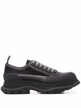 Alexander McQueen Tread Slick lace-up sneakers - men - Fabric/Leather/Rubber - 45 - Black