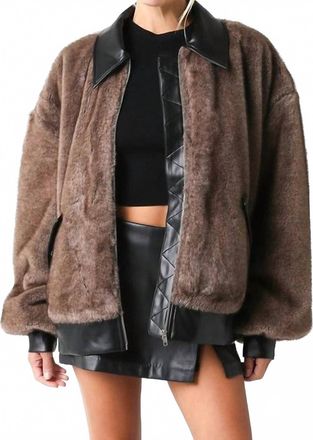 Olivaceous Carrie Faux Fur & Leather Jacket In Brown