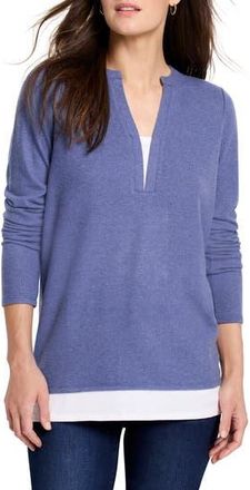Nic+Zoe Cozy Mixed Media Layered Top in Cornflower at Nordstrom Rack, Size X-Small