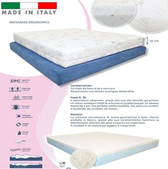 Trade Shop Trade Shop Traesio - Materasso Singolo 80x190 Alto 22cm Memory e Foam Antiacaro Ortopedico Ergonomico