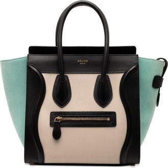 Celine Womens Pre-owned Micro Tricolor Leather Luggage Tote - Ivory - One Size