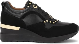 Kazar Zwarte sneakers op een verhoogde zool - Dames - Sneakers - Zwart - 39 EU - Leer - Schoenen