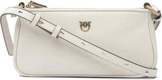 Pinko Leren Schoudertas met Kenmerkend Logo - Dames - Schoudertassen - Wit - ONE Size - Leer - Tassen