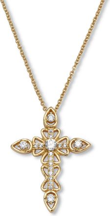 Palm Beach Jewelry 32 TCW Round CZ 14k Yellow Gold-Plated Cross Pendant Necklace 18-inch