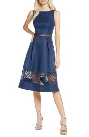 Chi Chi London Delia Fit & Flare Dress in Navy at Nordstrom, Size 4