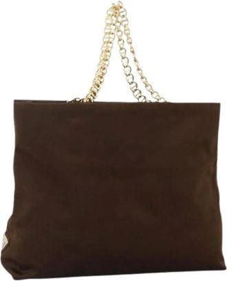 Prada Pre-owned Shoulder Bags, female, Brown, Size: ONE SIZE Pre-owned Vintage Satin Tote Bag