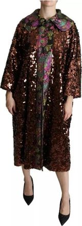 Dolce & Gabbana Paillet Lang Jas Jacquard Jack - Dames - Mantel - Veelkleurig - S - Nylon - Jassen