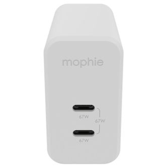 Mophie Gan Charger Dual - Wall Charger With Dual Usb-c Input 67w (white)