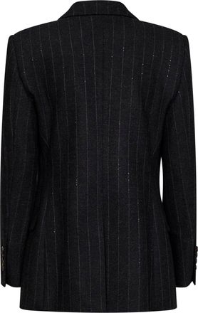 Brunello Cucinelli Womens Wool-Blend Blazer With Tie, Grey Jacket