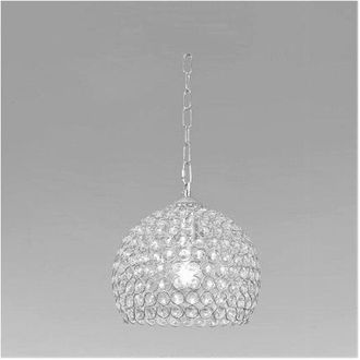 Trade Shop Trade Shop Traesio - Lampadario Sospeso Tondo Cupola Cristalli Lampada Mezza Sfera Luce E27 Argento 32361