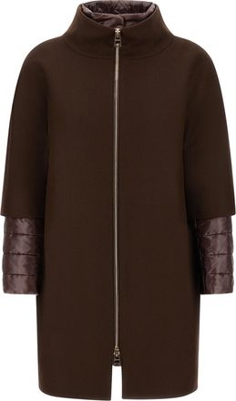 Herno Bicolored Virgin Wool Twill Coat With Removable Ultralight Bib