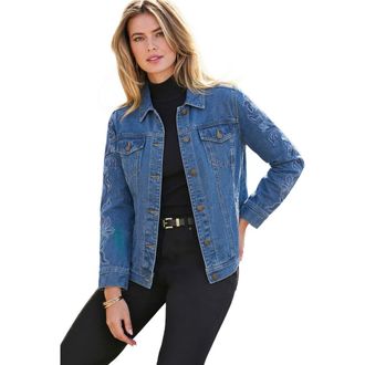Jessica London Classic Cotton Denim Jacket in Blue at Nordstrom, Size 30