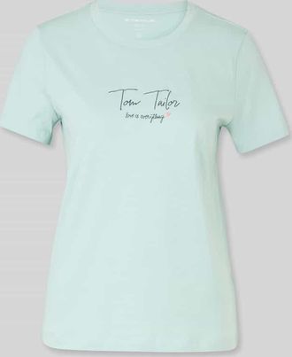 Tom Tailor Regular Fit T-Shirt mit Logo Print in Mint, Gr&ouml;&szlig;e XXXL