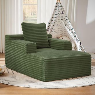 STILVORA Divano Modulare In Velluto A Coste Con Funzione Letto E Cuscino, Senza Montaggio, Verde