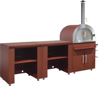 Oviala Cocina exterior de tres piezas con horno de pizza de ladrillo