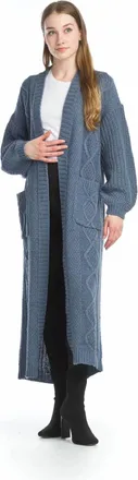 Papillon Chunky Oversized Cardigan With Pockets In Dark Blue Denim