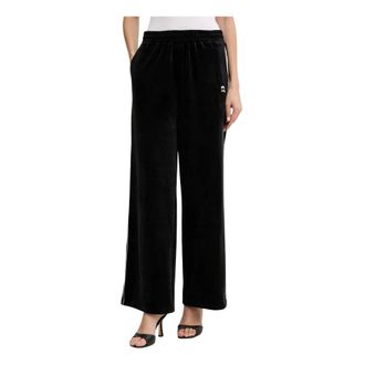 Karl Lagerfeld Broeken, Dames, Zwart, S, Polyester, Ikon Fluweel Trainingsbroek