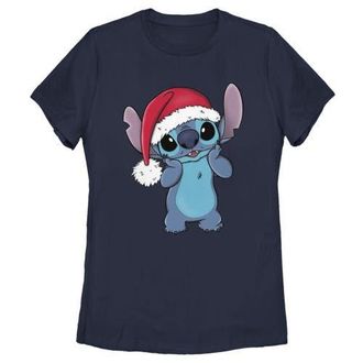 Lilo & Stitch Womens Lilo & Stitch Santa Surprise Graphic T-Shirt in Navy Blue at Nordstrom, Size Medium