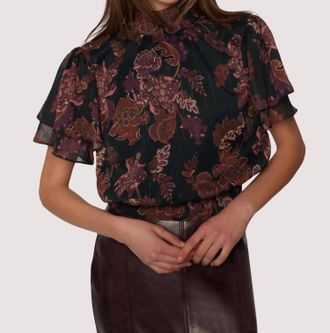 Lost + Wander Whispers Of Bohemia Top In Black-Plum-Floral