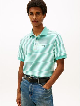 Tommy Hilfiger Mens Tommy Jeans Stripe Pique Polo - Green - XL