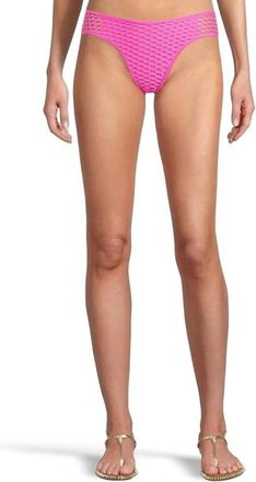 BECCA by Rebecca Virtue Castaway Adela Textured Hipster Bottom Womens Pink Swimwear JZZ679