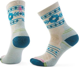 Smartwool Womens Hike Light Cushion Retro Floral Mid Crew Socks Purple M
